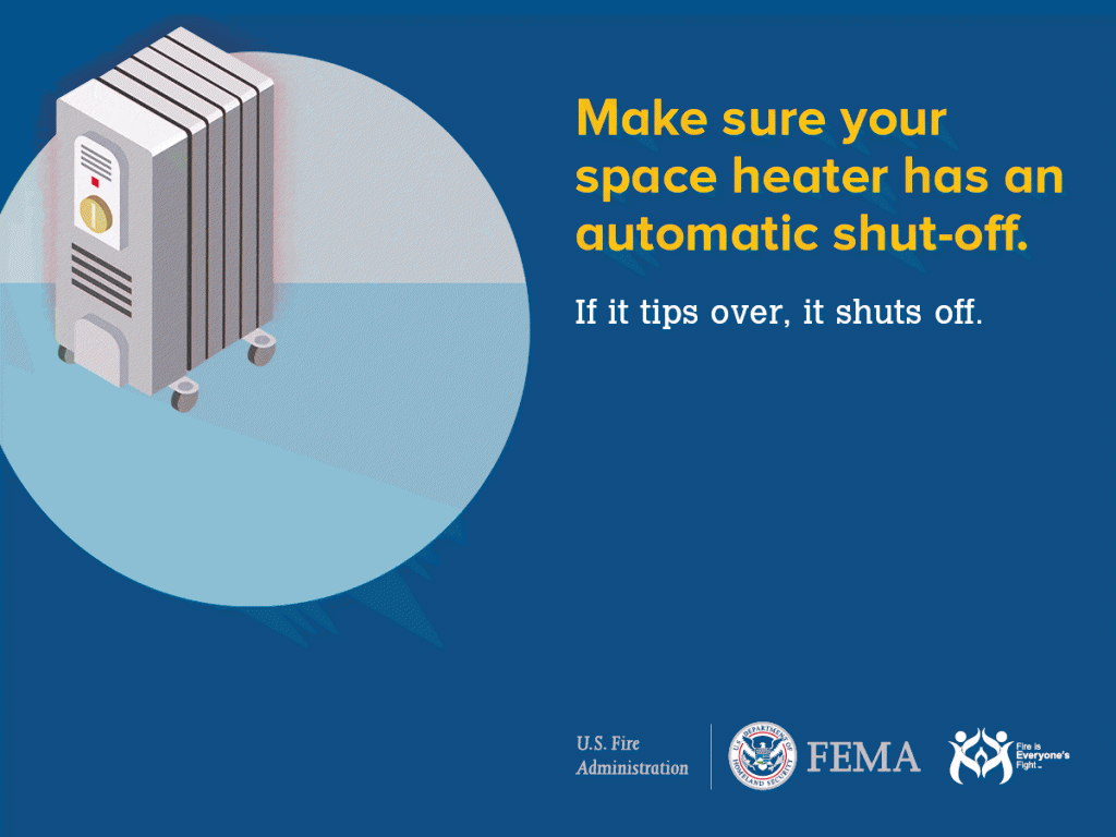 make sure space heater has automatic shutoff