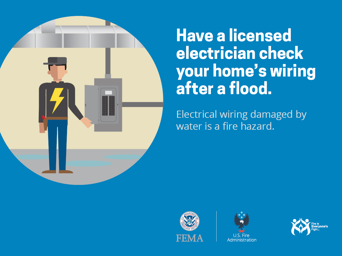 Read more about the article Have a licensed electrician check home wiring after a flood