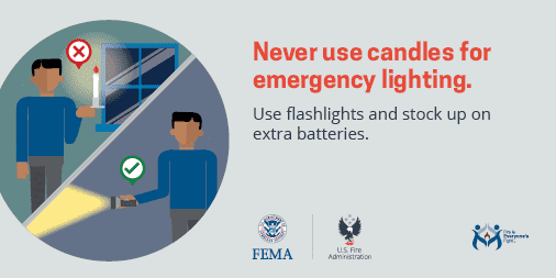 Read more about the article Never use candles for emergency lighting