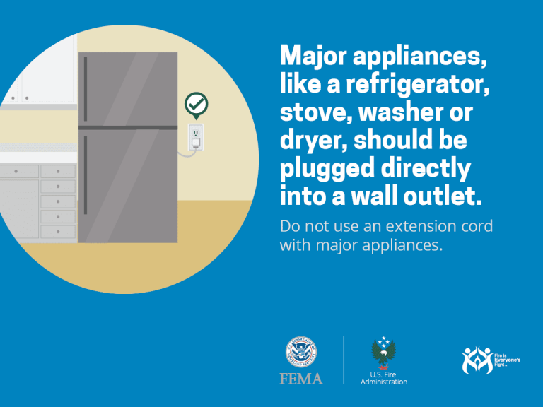 Major appliances should be plugged directly into a wall outlet