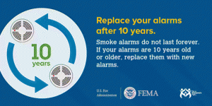 Replace smoke alarms after 10 years