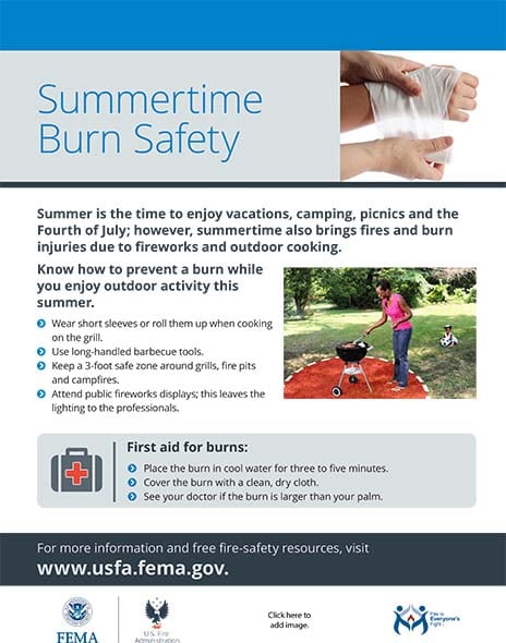 Read more about the article Summertime Burn Safety Flyer